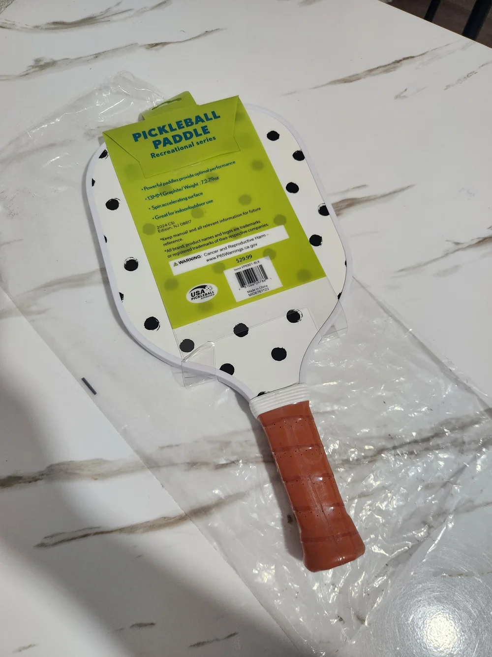 Target Pickleball Paddle - White & Black Floral with Brown Grip